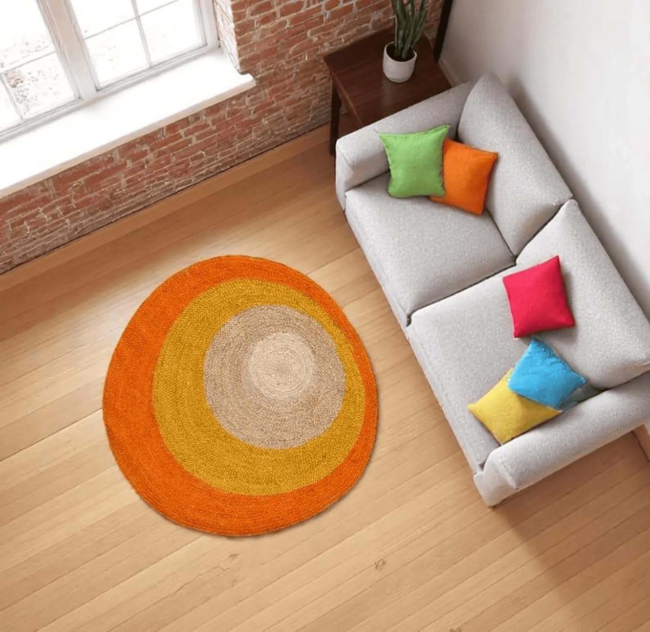 Braided Round Jute Rug – Braided Natural Fiber, Eco-Friendly Flatweave Indoor Area Rug