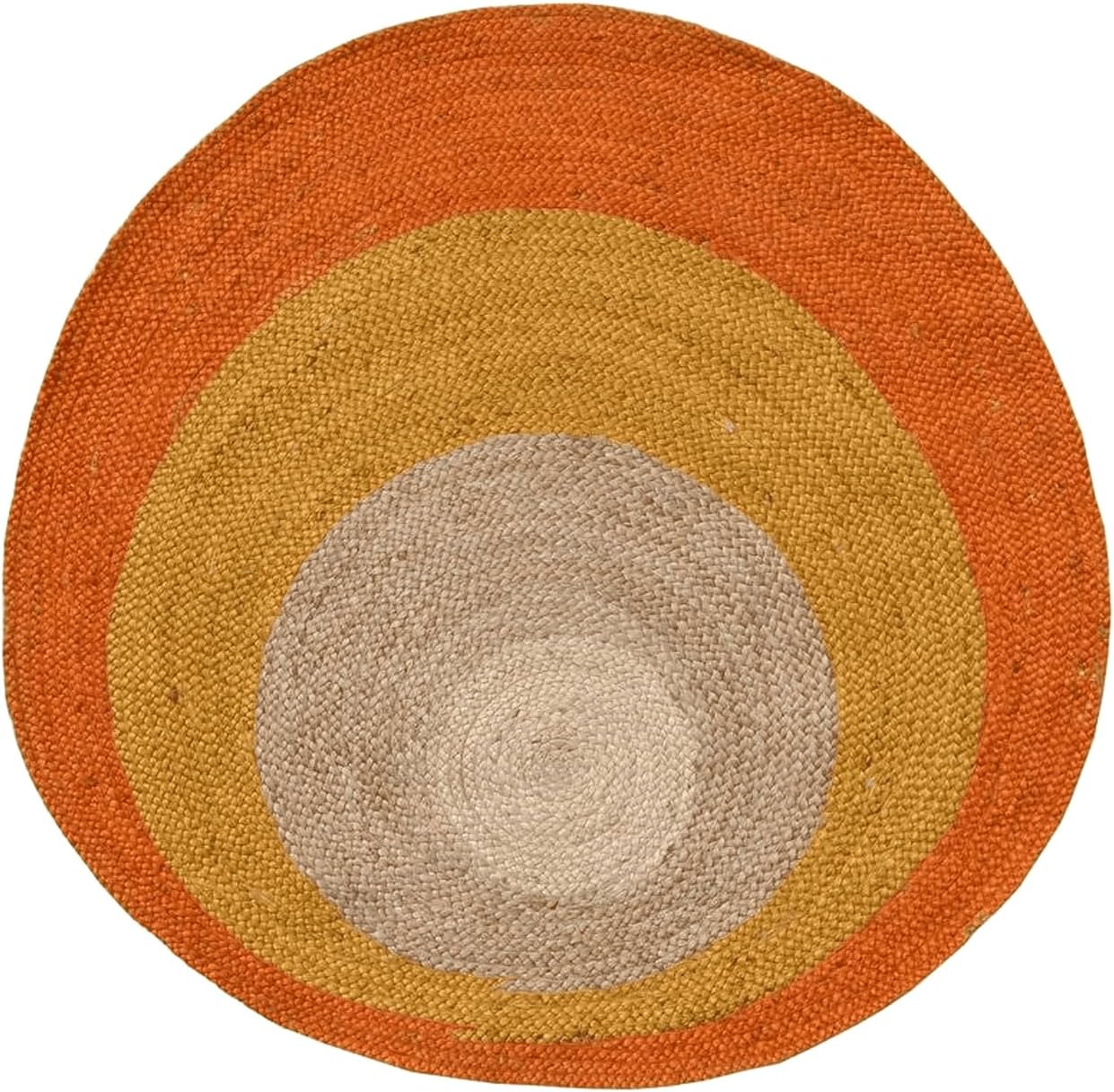 Braided Round Jute Rug – Braided Natural Fiber, Eco-Friendly Flatweave Indoor Area Rug