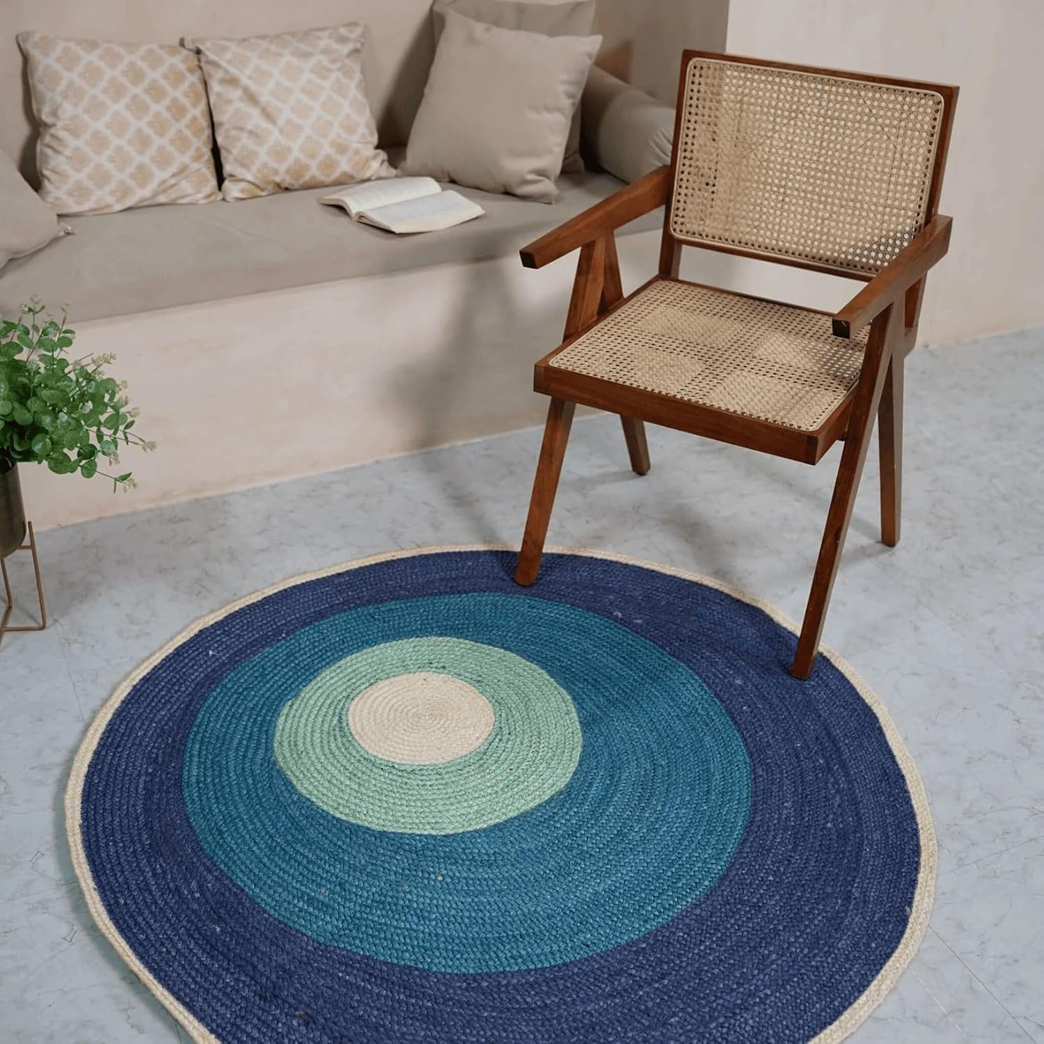 Braided Round Jute Rug – Braided Natural Fiber, Eco-Friendly Flatweave Indoor Area Rug